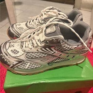 Bottega Veneta White and Silver Sneakers
